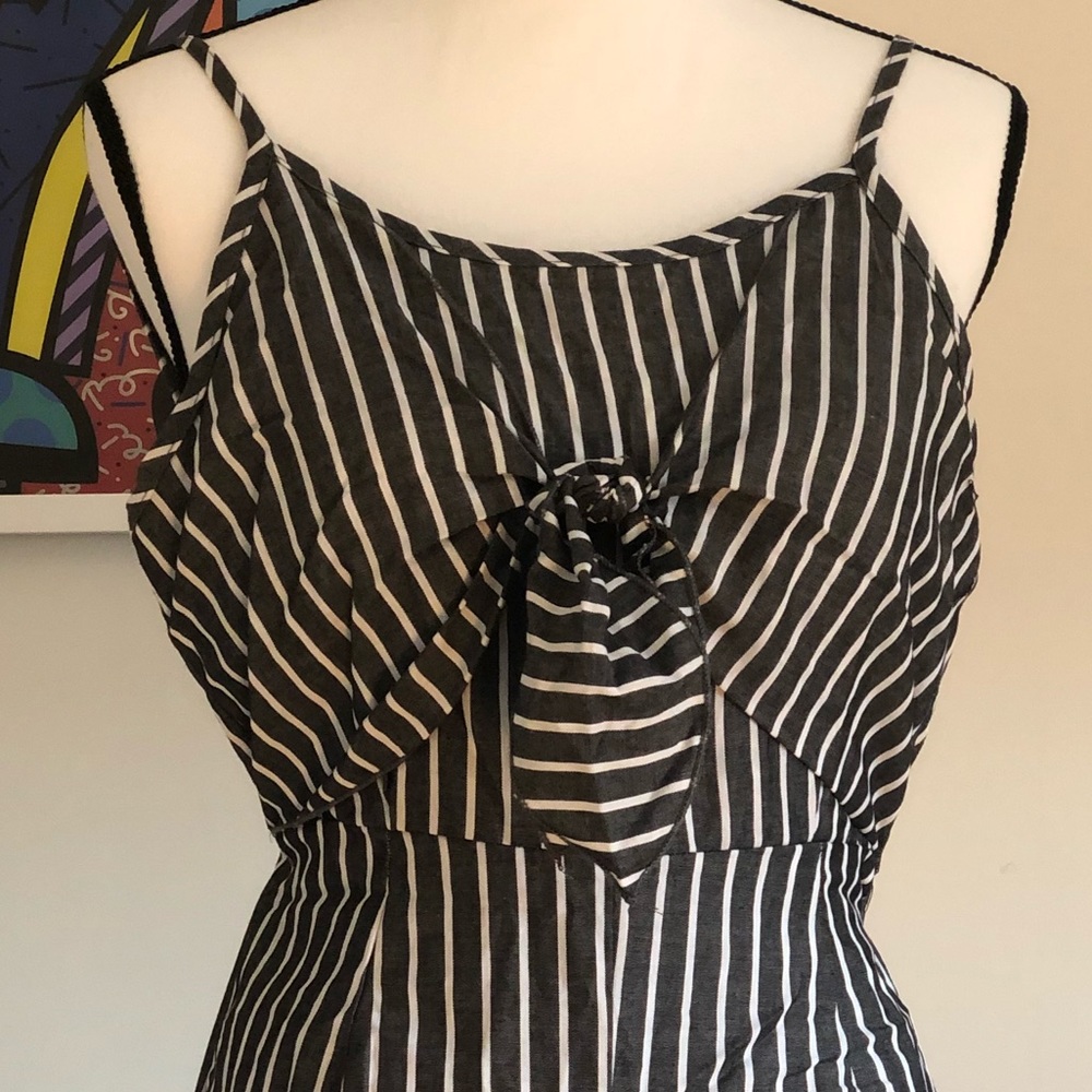 Dark Gray and White Stripped Jumpsuit
